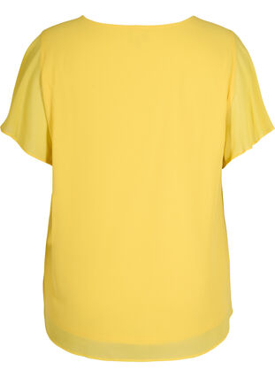 Bluse med korte ermer, Primrose Yellow, Packshot image number 1