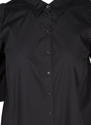 Bomullsskjorte med 3/4-puffermer, Black, Packshot image number 2