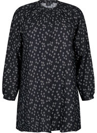 Langermet tunika med blomstertrykk, Black Small Fl. AOP