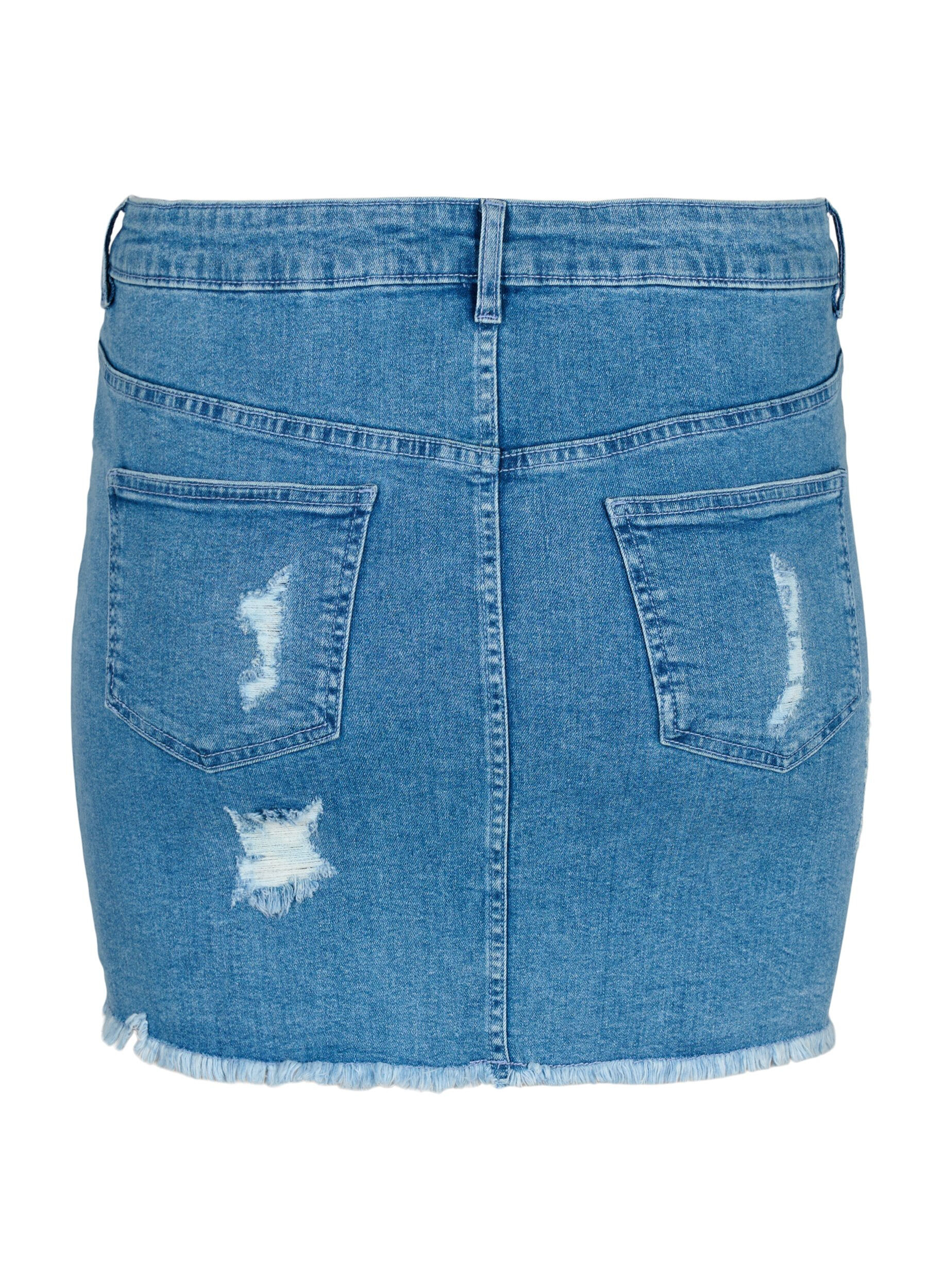 Zizzi Tettsittende denimskj&oslash;rt med detaljer, Blue denim, Packshot image number 1