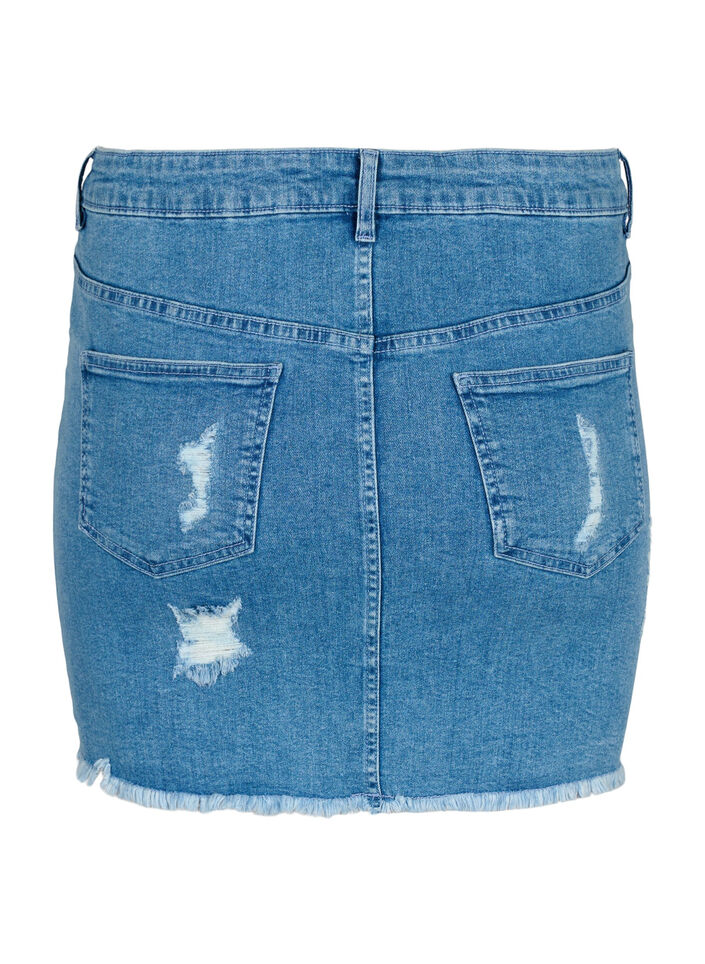 Tettsittende denimskjørt med detaljer, Blue denim, Packshot image number 1
