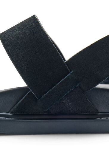 Wide fit sandal i semsket skinn, Black, Model image number 0