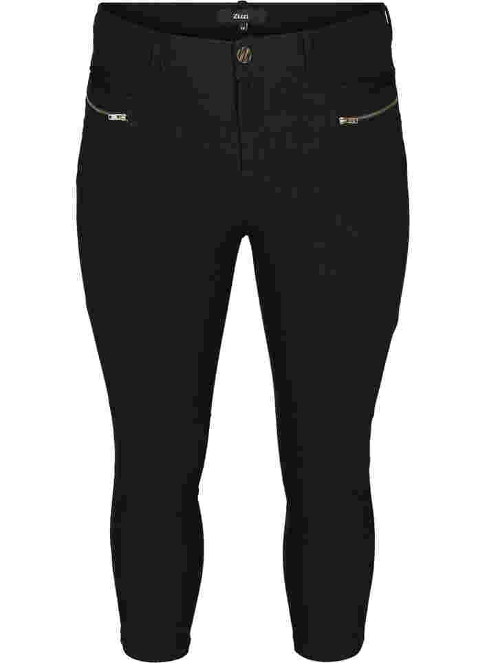 Tettsittende 3/4-bukser med glidelås, Black