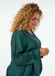 Bluse med ballongeffekt og chiffon-detaljer, Gr&oslash;nn, Model image number 3