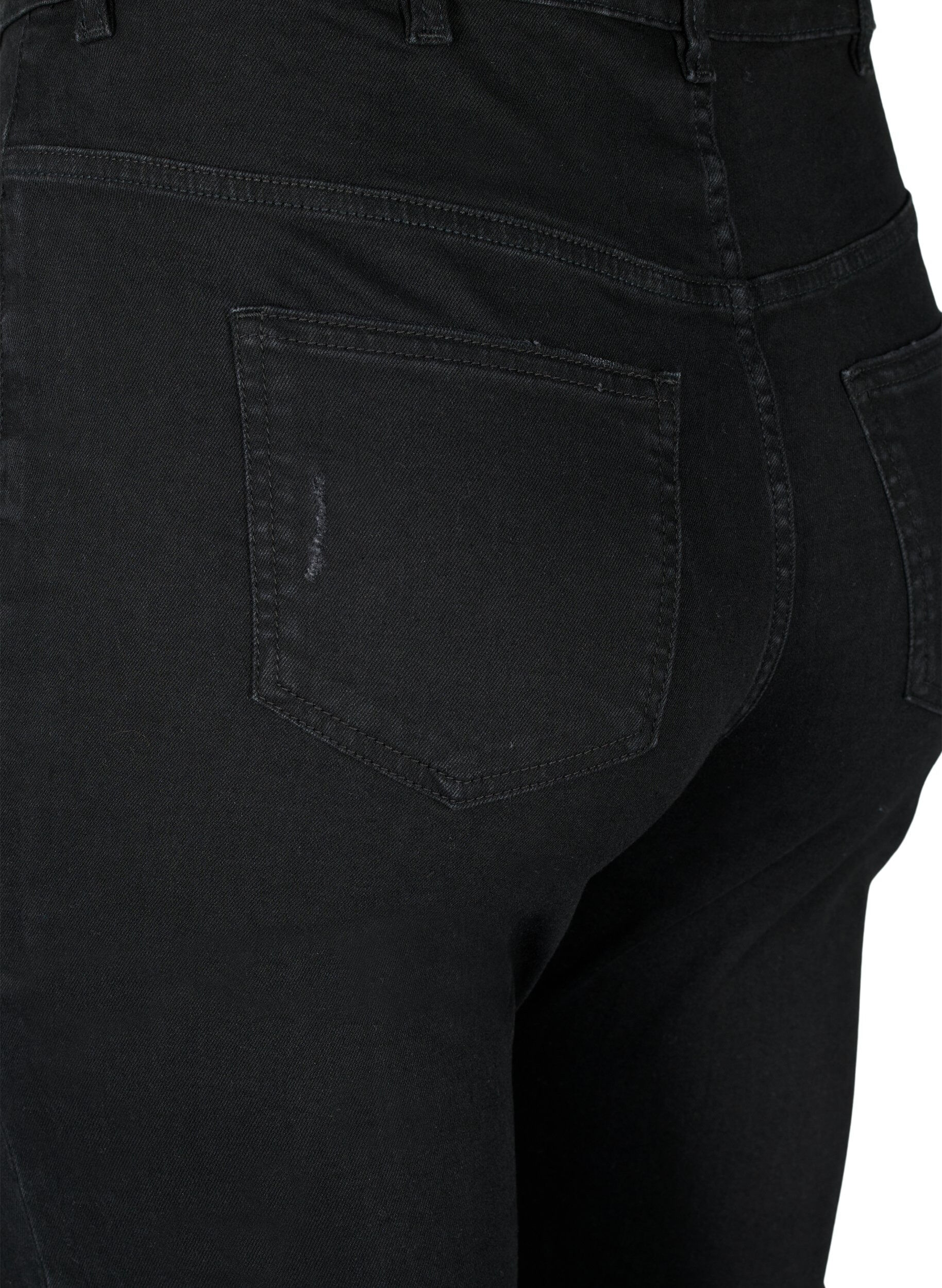 Zizzi Tettsittende jeans med detaljer, Black, Packshot image number 3