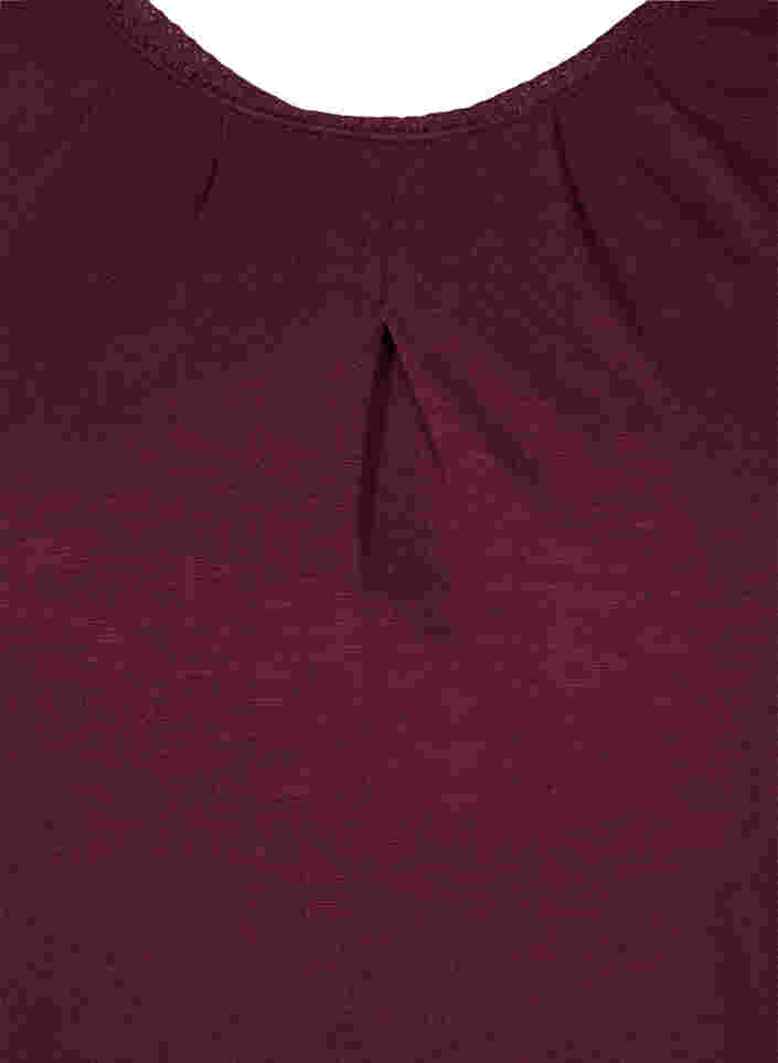 Ensfarget bluse med 3/4-ermer i bomull, Port Royal, Packshot image number 2