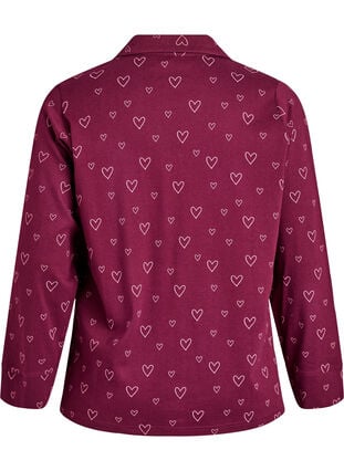 Zizzi Bomullspyjamas-skjorte med brystlomme, Mørk Bordeaux, Packshot image number 1