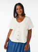 Teksturert bomullsbluse med knappelukking, Vanilje, Model image number 0