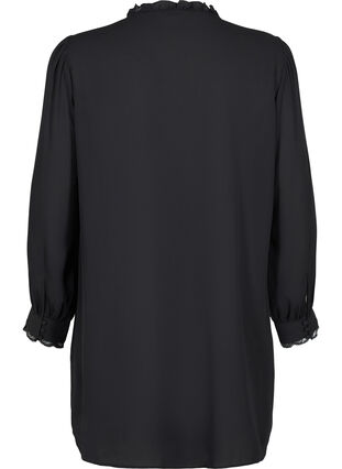 Tunika med volangekrage og lange ermer, Black, Packshot image number 1