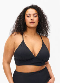 Bikinitopp med avtagbare pads og knytebånd i ryggen, Black, Model
