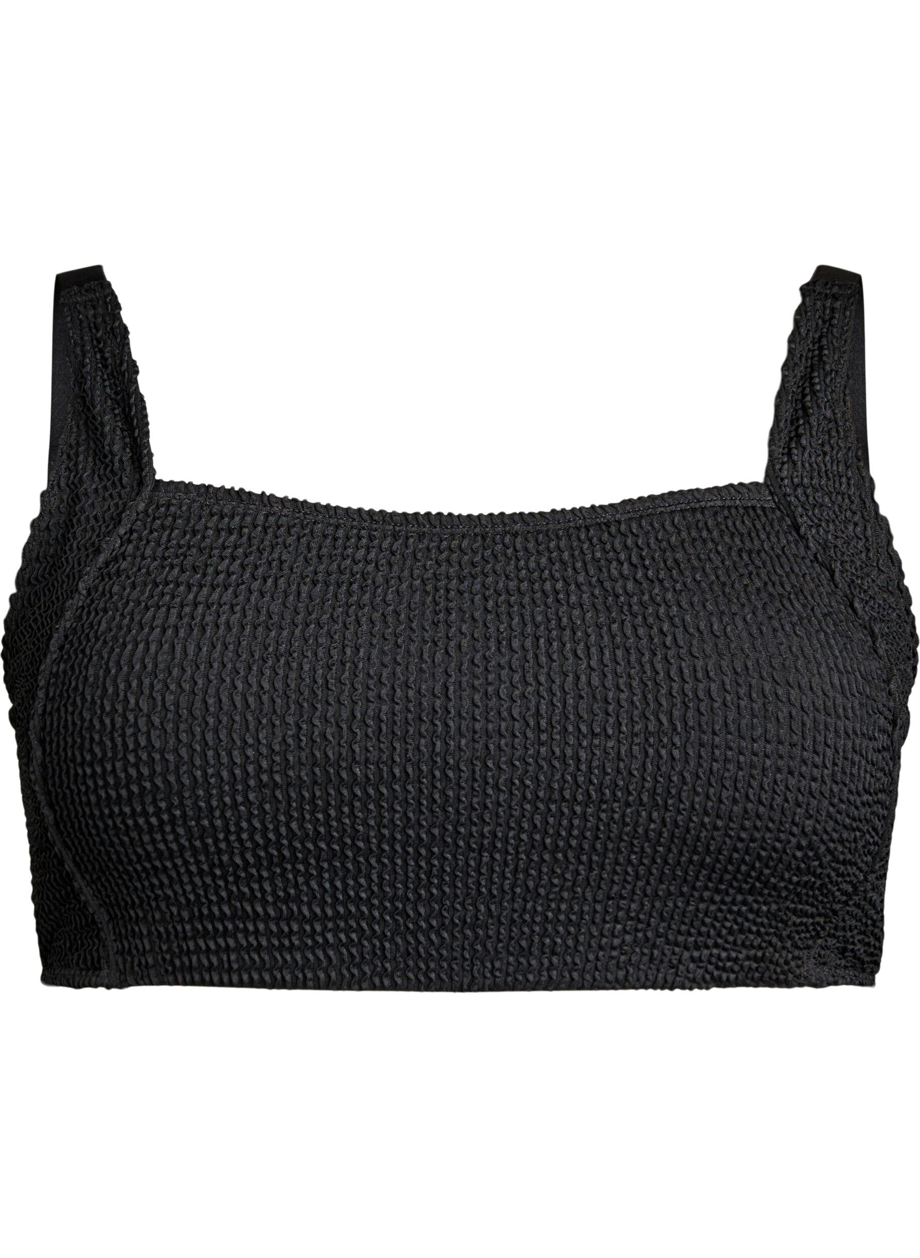 Zizzi Crepe bikinitopp med justerbare stropper, Svart, Packshot image number 0