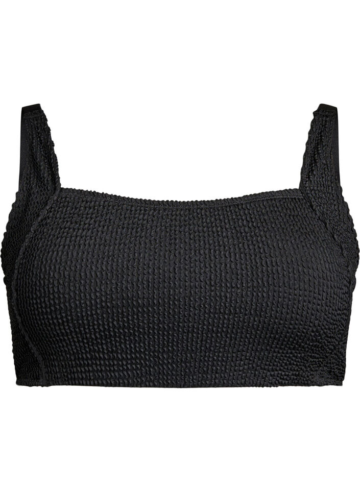 Crepe bikinitopp med justerbare stropper, Svart, Packshot image number 0