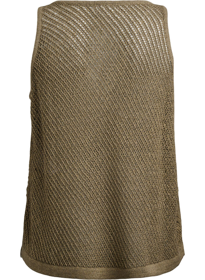 FLASH - Ermeløs strikket topp med v-hals, Grønn, Packshot image number 1