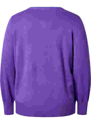 Ribbet cardigan med knappelukking, Purple Opulence, Packshot image number 1