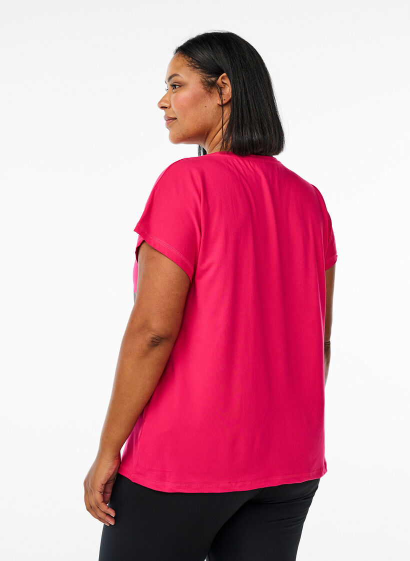 Ensfarget T-skjorte til trening, Rosa, Model image number 2
