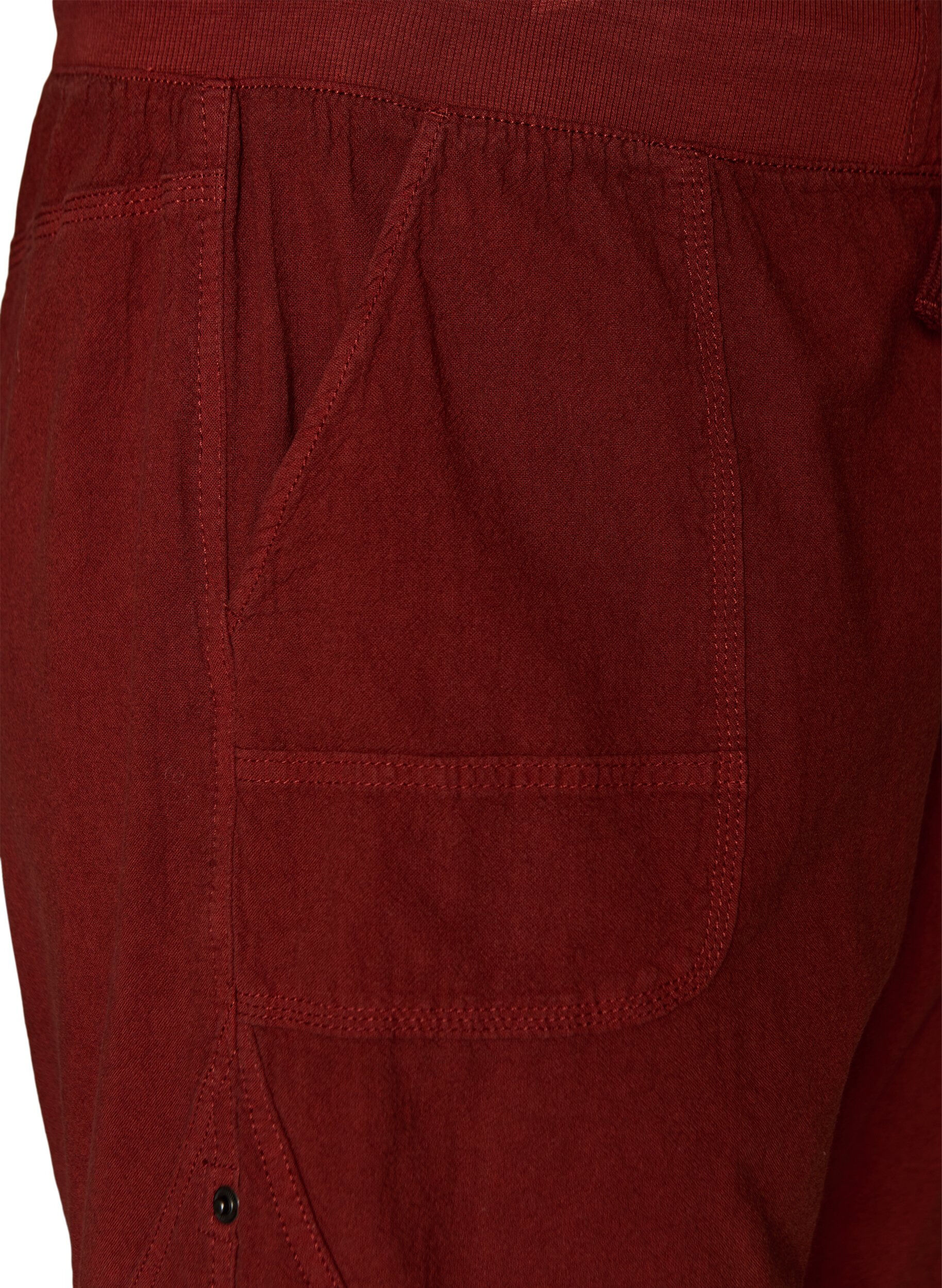 ZizziL&oslash;s shorts av bomull med lommer, R&oslash;d, Packshot image number 2