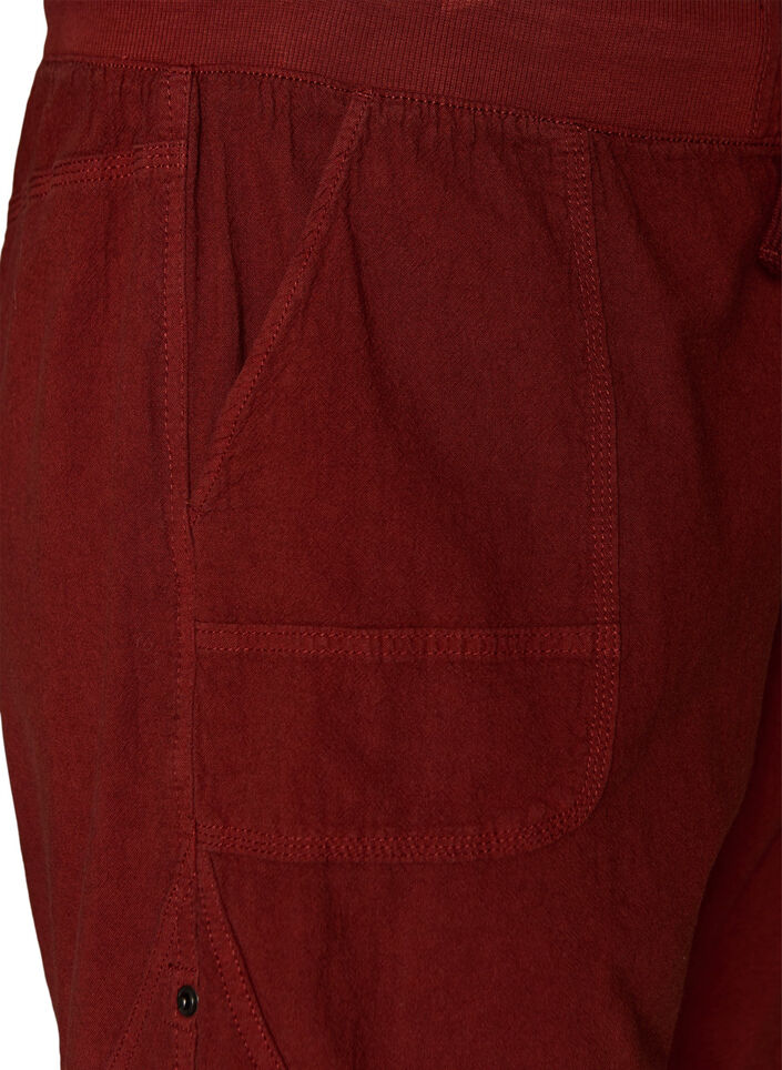 L&oslash;s shorts av bomull med lommer, R&oslash;d, Packshot image number 2