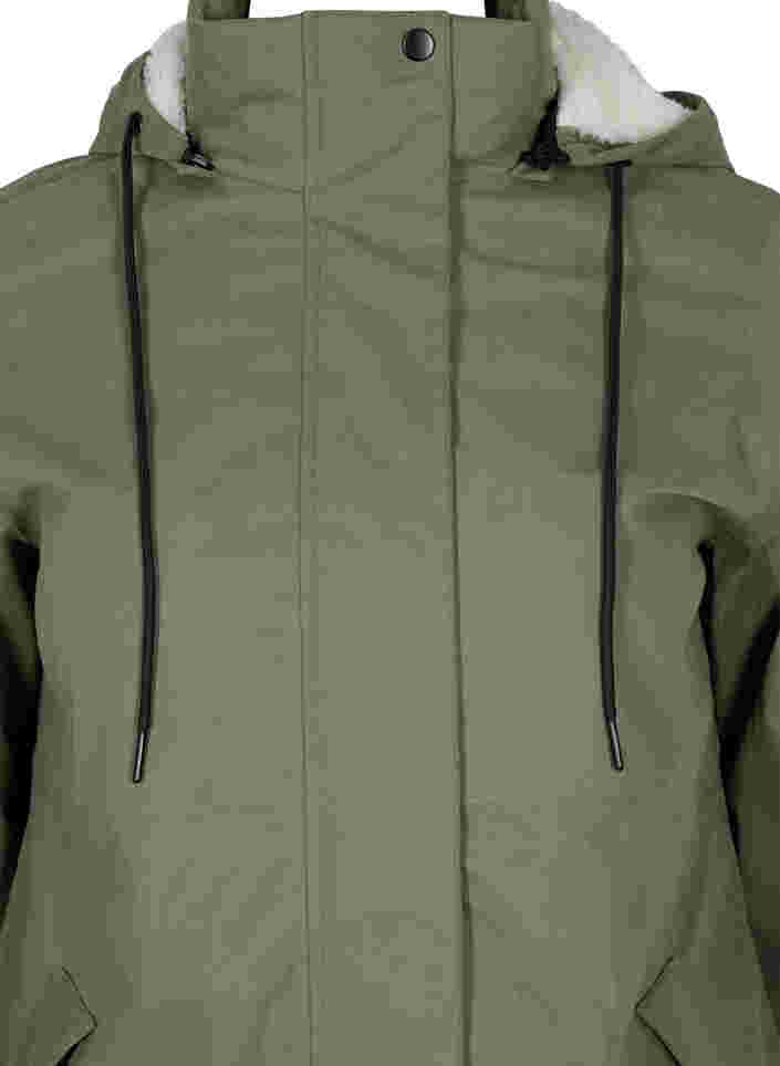 Vanntett jakke med avtagbar hette, Dusty Olive, Packshot image number 2