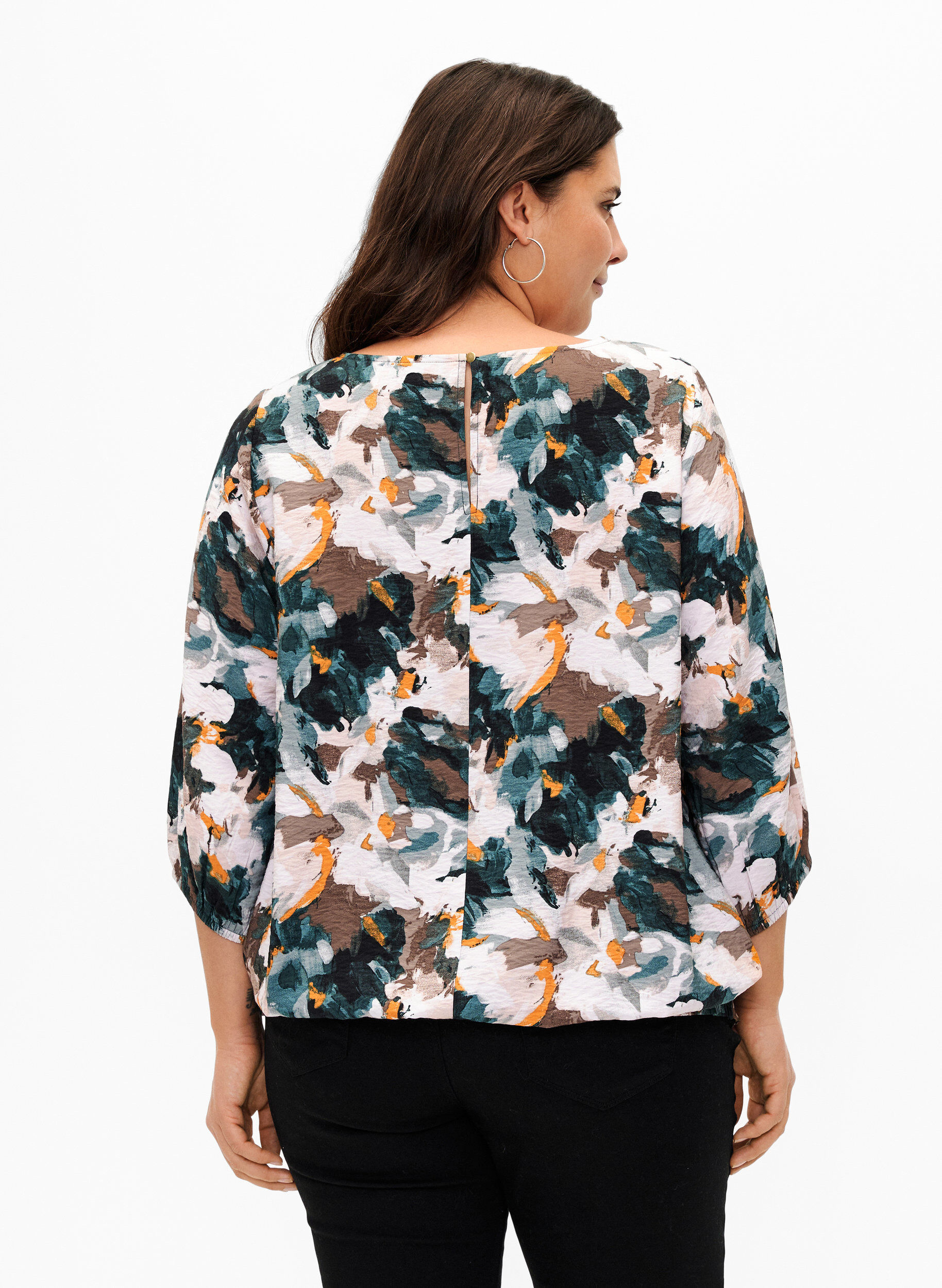 Zizzi Viskosebluse med trykk, Duck Gr. Forest AOP, Model image number 1