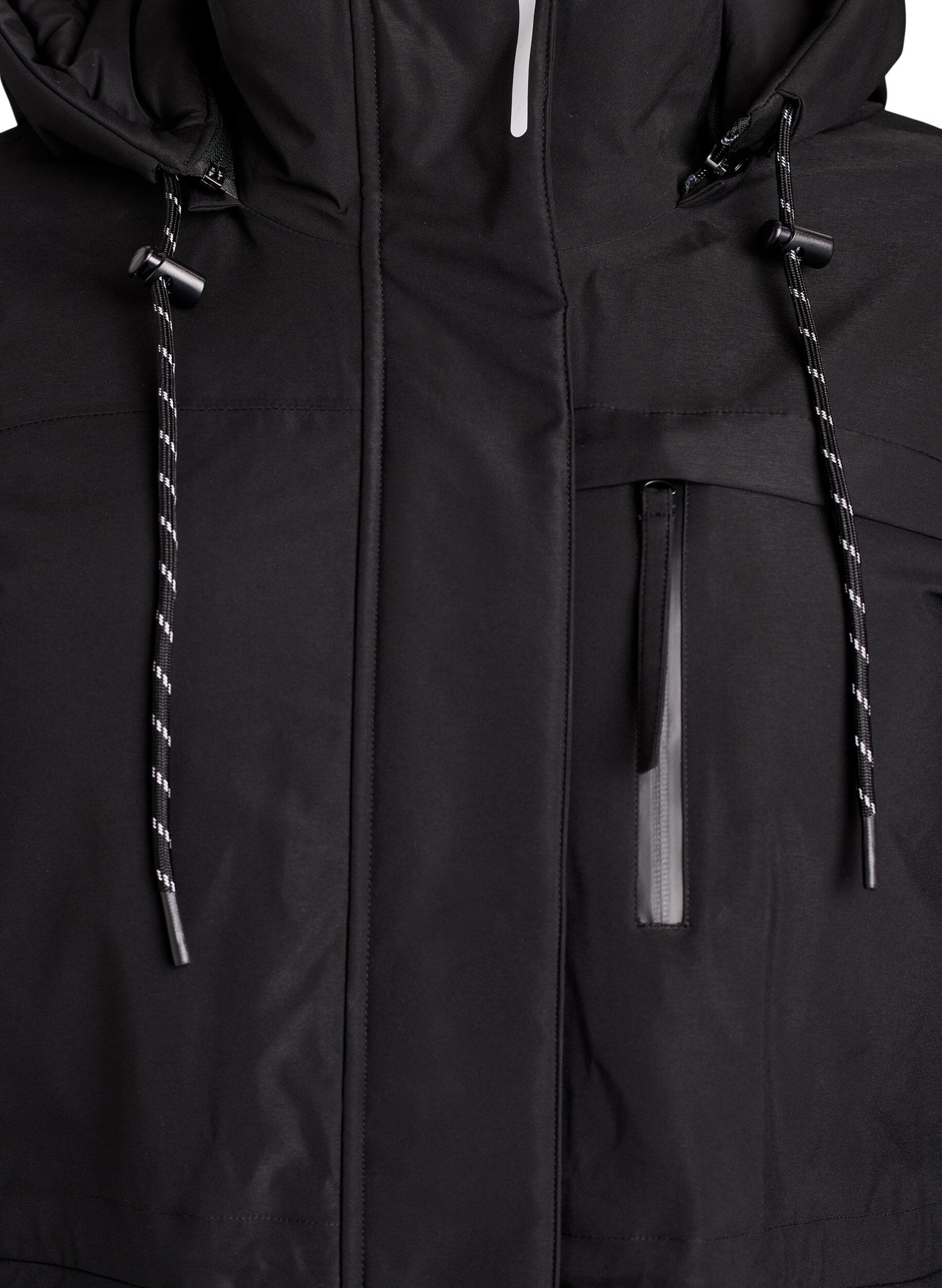 ZizziVannavst&oslash;tende parka med hette og funksjonelle detaljer, Svart, Packshot image number 2