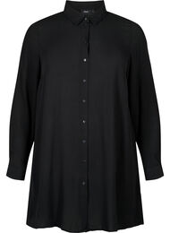 Lang skjorte i viskose med lange ermer, Black