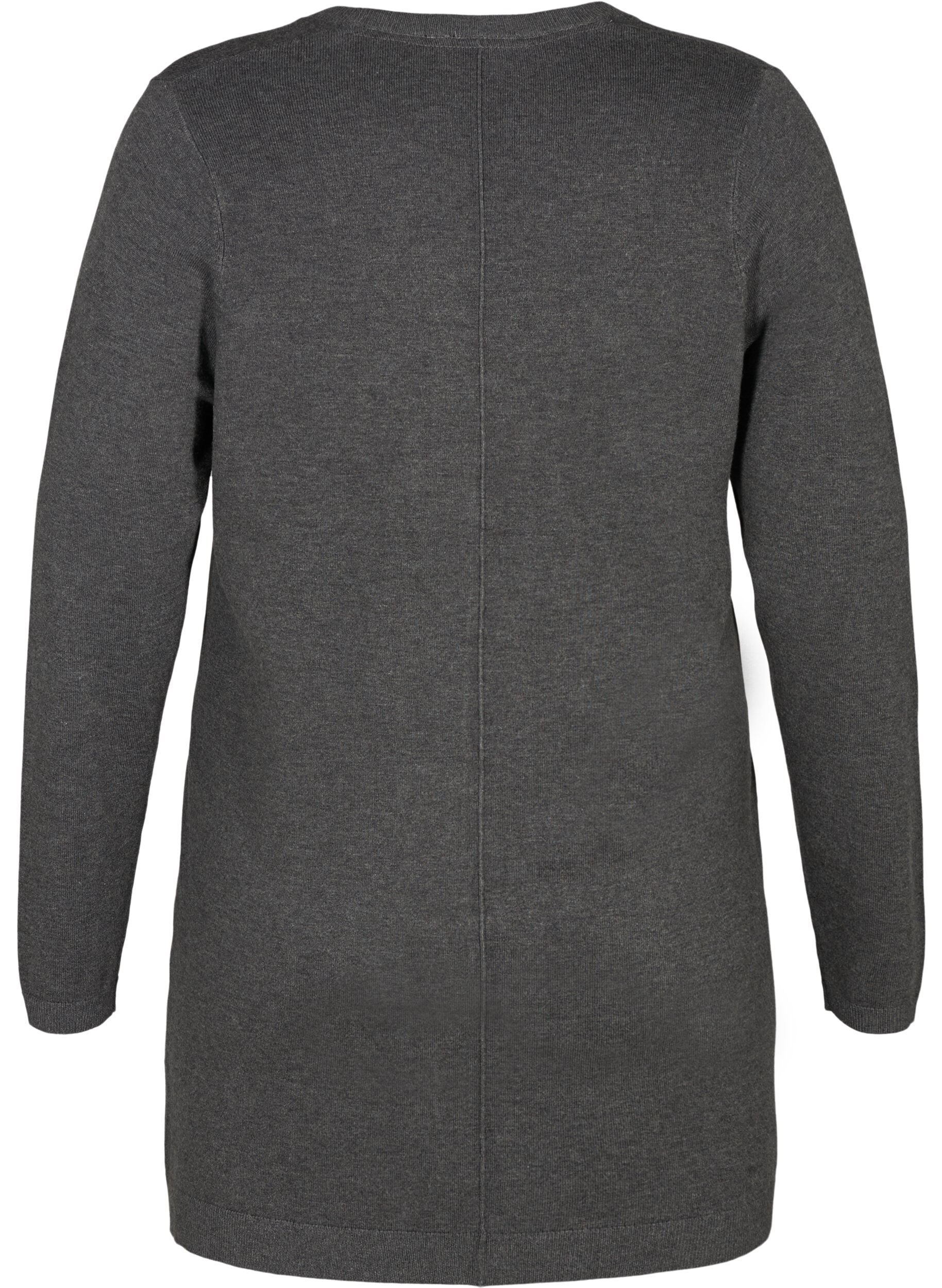 ZizziLang strikkecardigan i viskoseblanding, Gr&aring;, Packshot image number 1