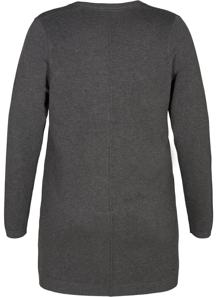 Lang strikkecardigan i viskoseblanding, Gr&aring;, Packshot image number 1