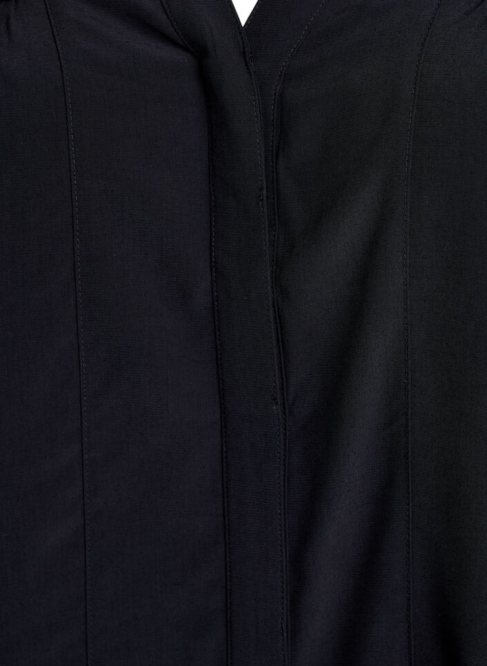 Bluse med rysjekrage og rynking, Svart, Packshot image number 2