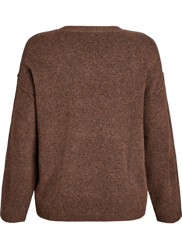 L&oslash;s strikkegenser med markante s&oslash;mmer, Brun, Packshot image number 1