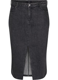 Denimskjørt med splitt foran, Dark Grey Denim