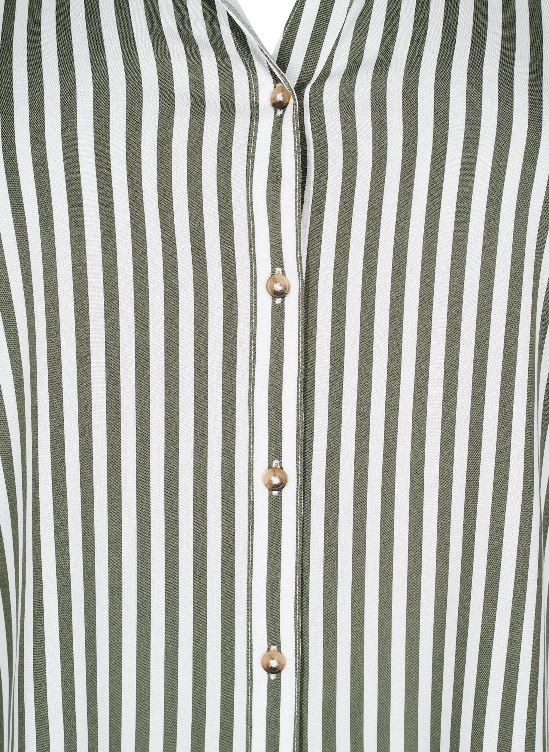 Zizzi FLASH - Stripete skjorte med oppbrettede ermer, Gr&oslash;nn, Packshot image number 2