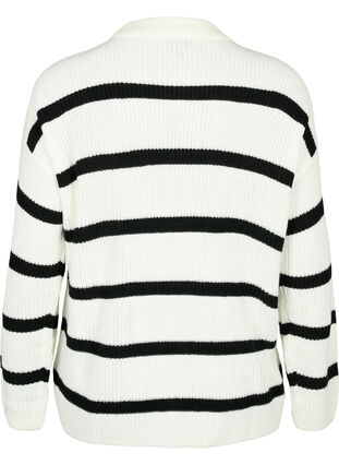 FLASH - Strikket genser med striper, White/Black Stripe, Packshot image number 1