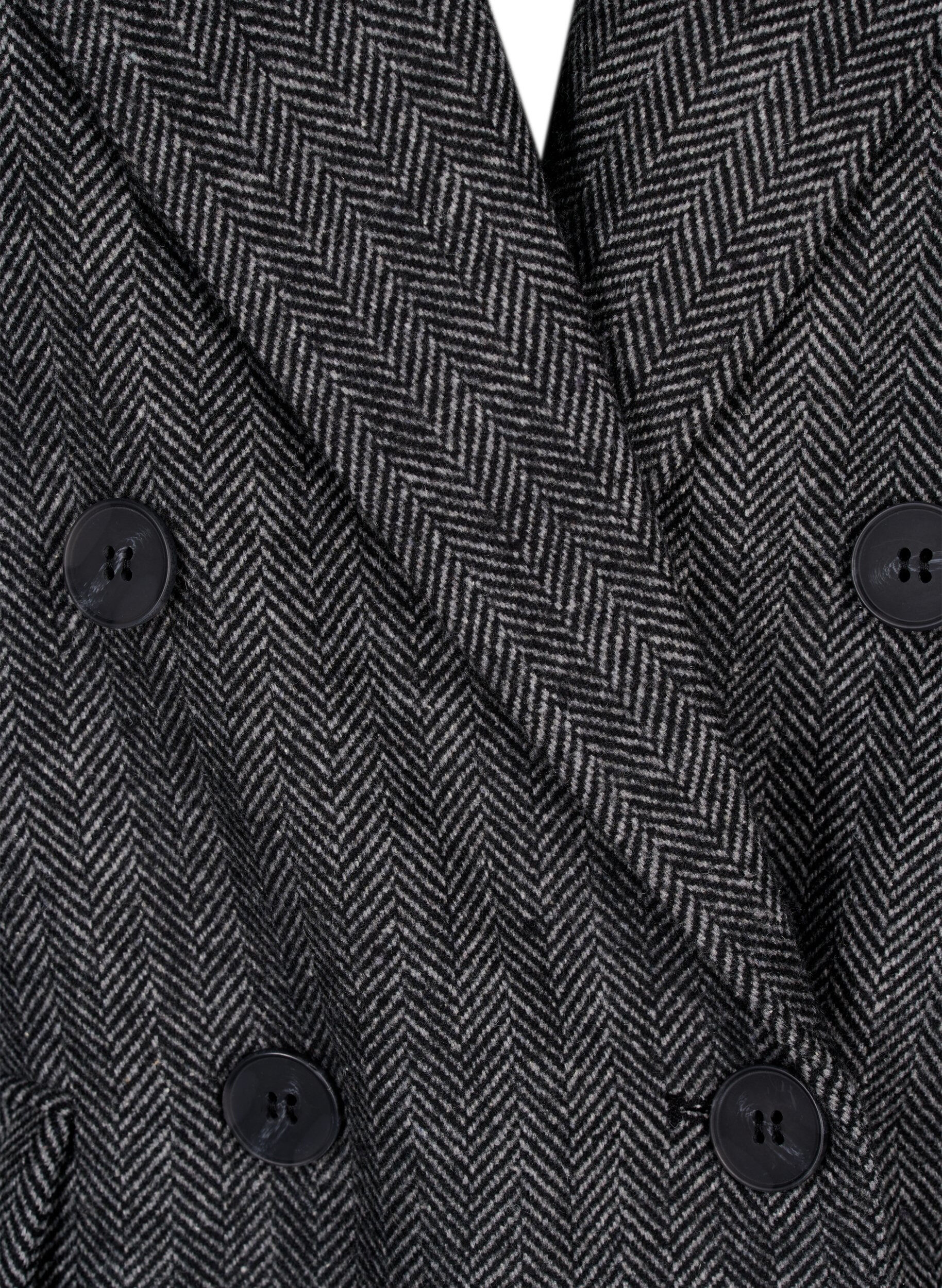 Zizzi Blazer i ullblanding med lommer, Dark Grey Melange, Packshot image number 3