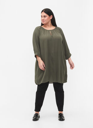 Tunika i viskose med 3/4-ermer, Thyme, Model image number 2
