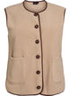 Teddy fleece vest med kontrastkanter, Beige, Packshot image number 0