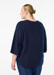 Ribbestrikket genser med 3/4 ermer, Bl&aring;, Model image number 2
