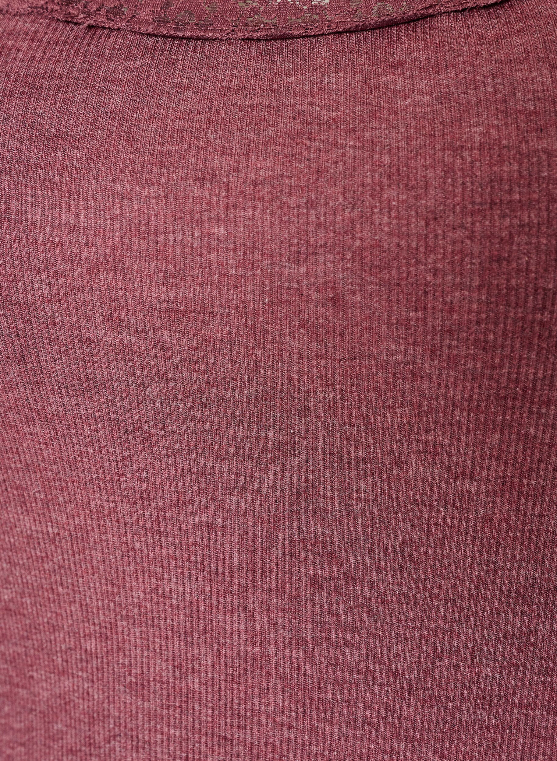 ZizziRibbet topp med blondedetalj, R&oslash;d, Packshot image number 2