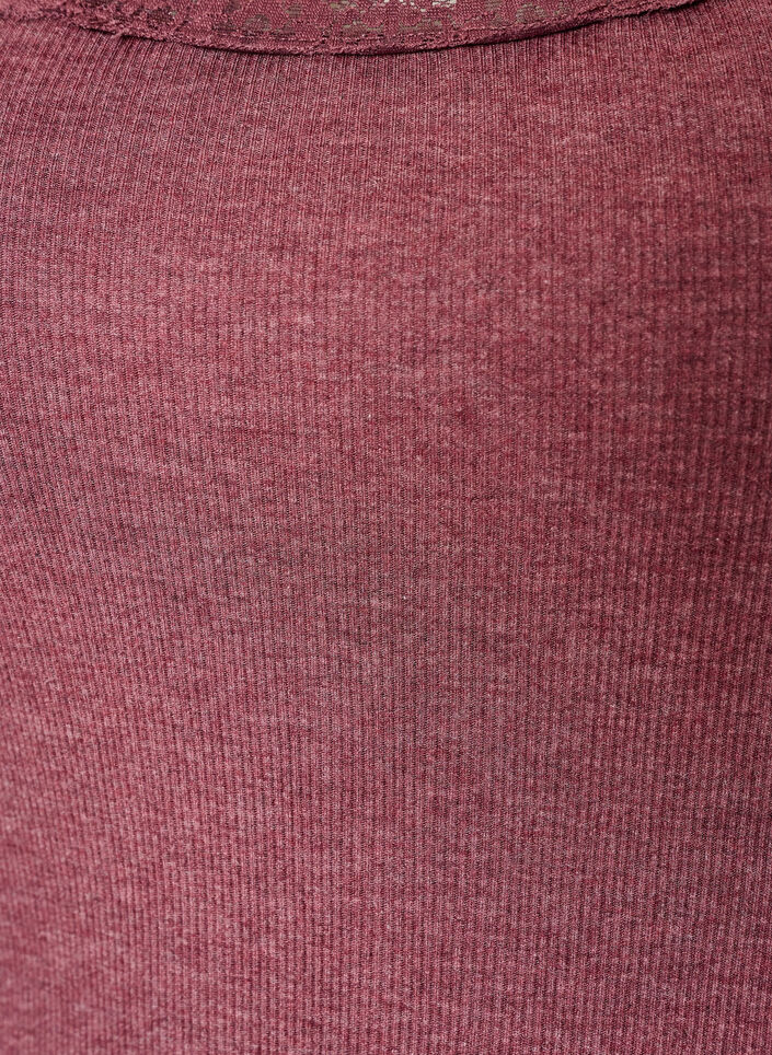 Ribbet topp med blondedetalj, R&oslash;d, Packshot image number 2