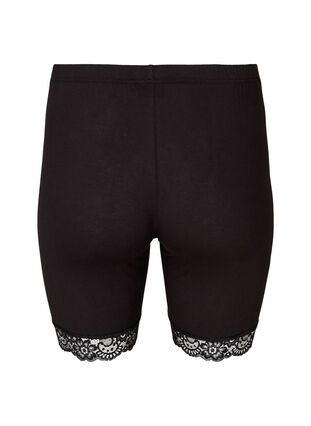 Sykkelshorts med blondekant, Black, Packshot image number 1