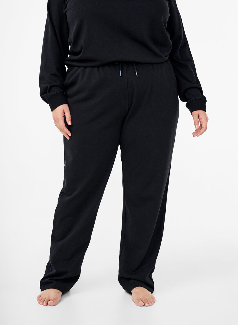 Løstsittende joggebukser med lommer, Svart, Model image number 2
