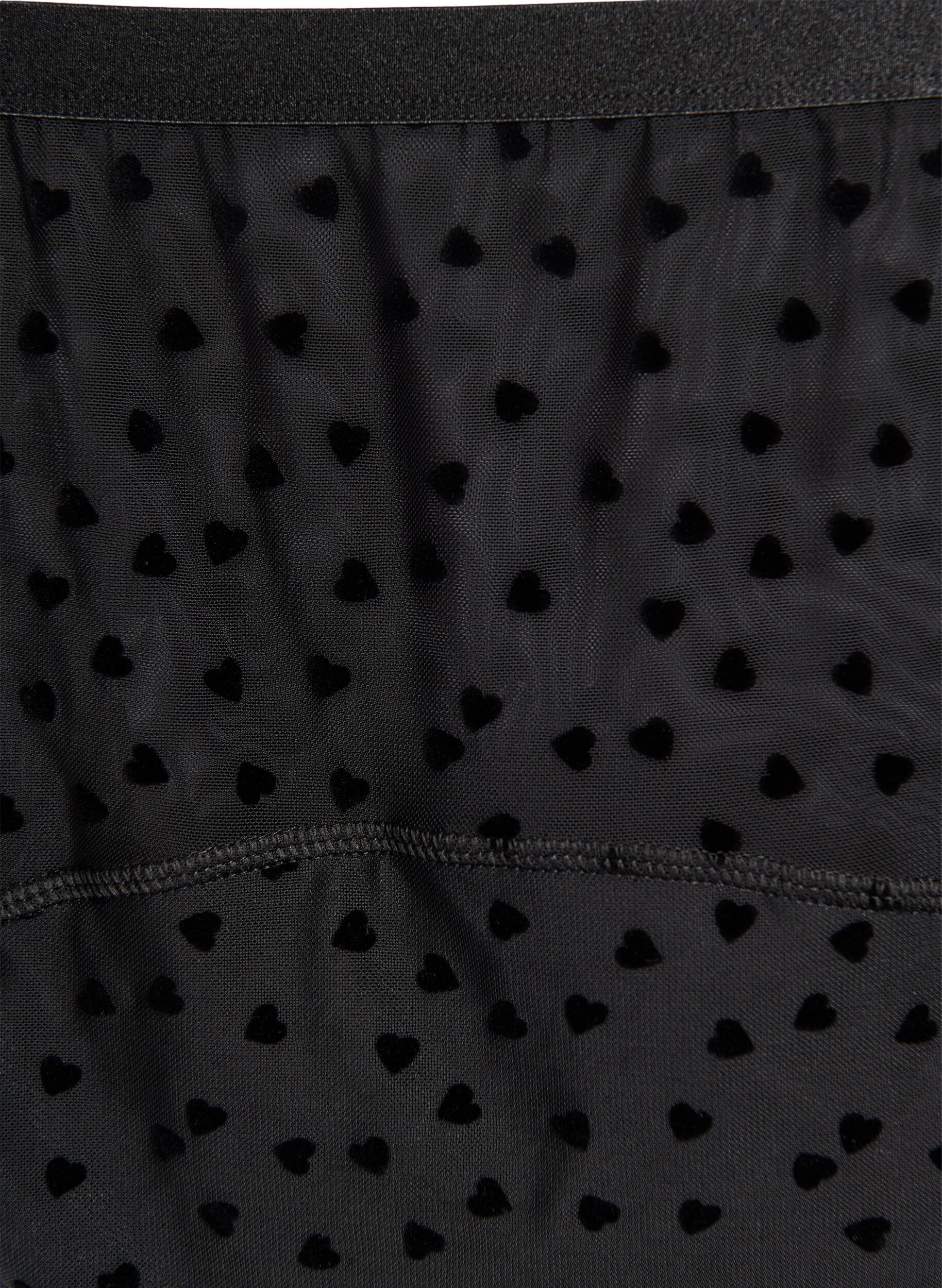 Zizzi Hipster menstruasjonstruser i mesh med hjertedetaljer, Svart, Packshot image number 2