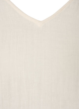 Bluse i bomull med broderi og korte ermer, Buttercream, Packshot image number 2