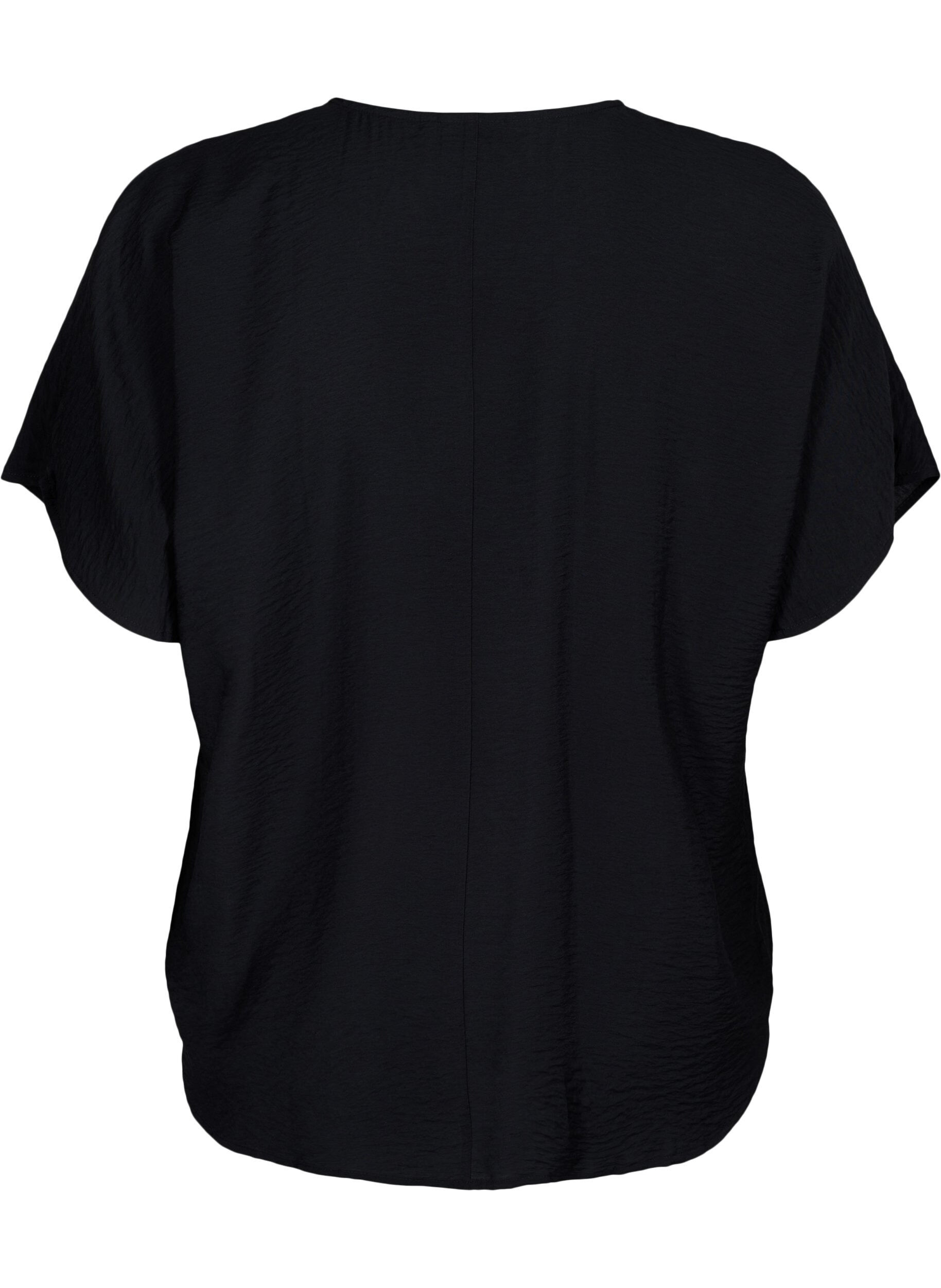 Zizzi Kortermet bluse i viskose, Black, Packshot image number 1