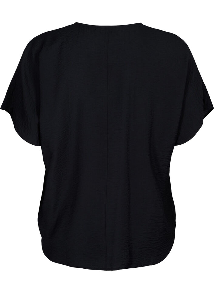 Kortermet bluse i viskose, Black, Packshot image number 1