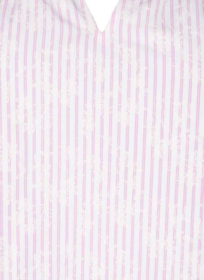 Ermeløs bluse med striper og blomstertrykk, Rosa, Packshot image number 2