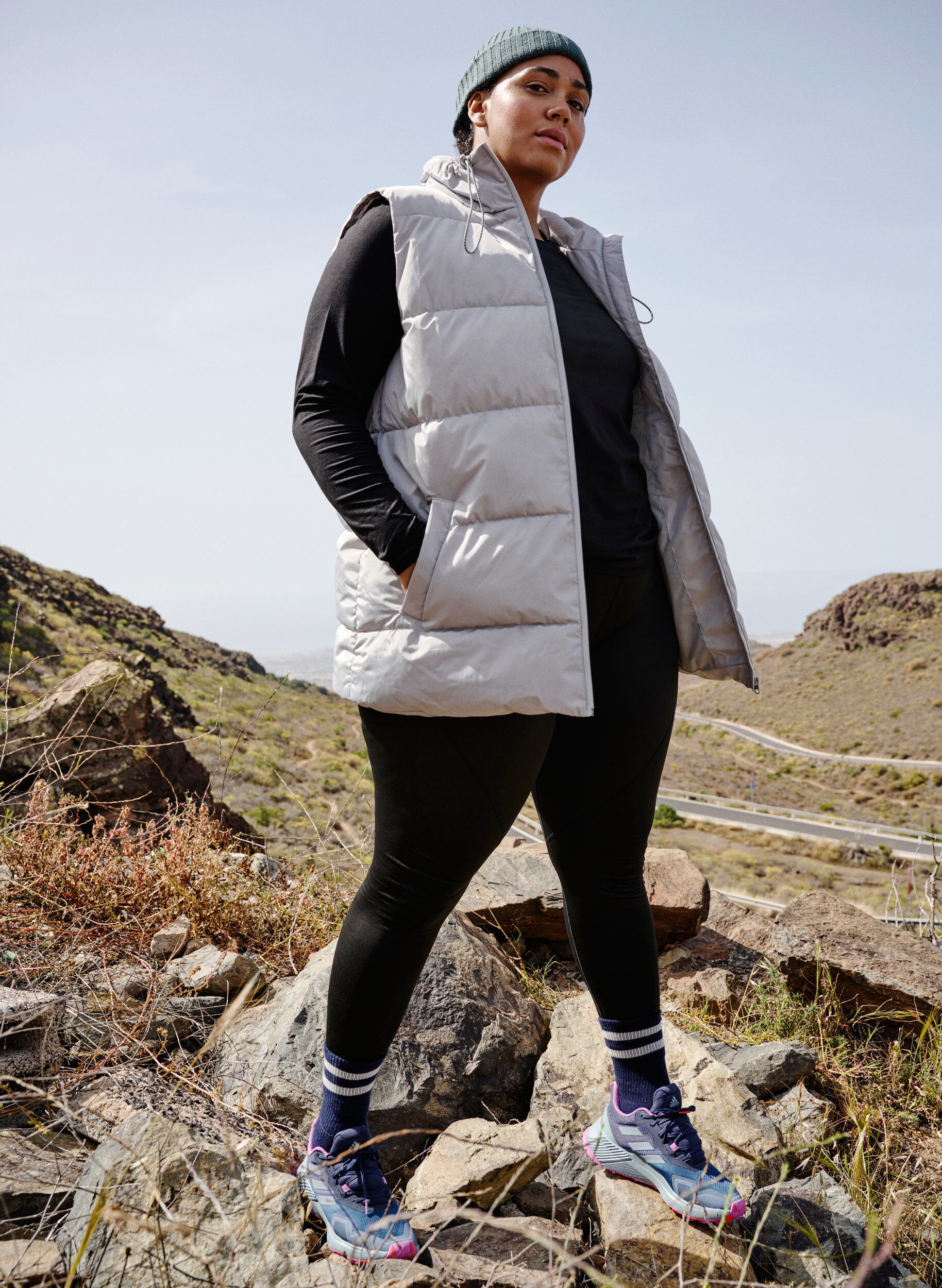 Zizzi Sporty vest med h&oslash;y krage og lommer, Pearl Blue, Image image number 0