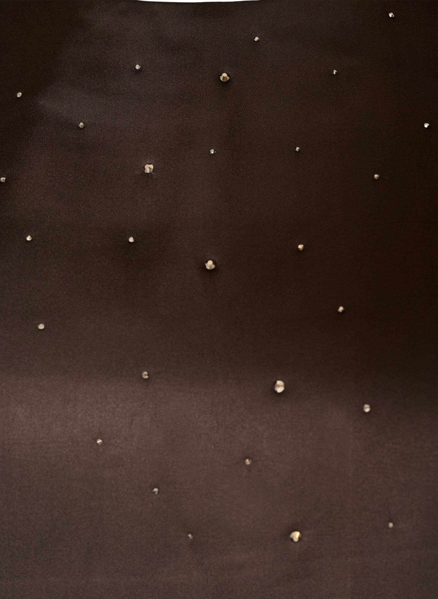 ZizziSatengbluse med rhinsteiner og albuelange ermer, Brun, Packshot image number 2