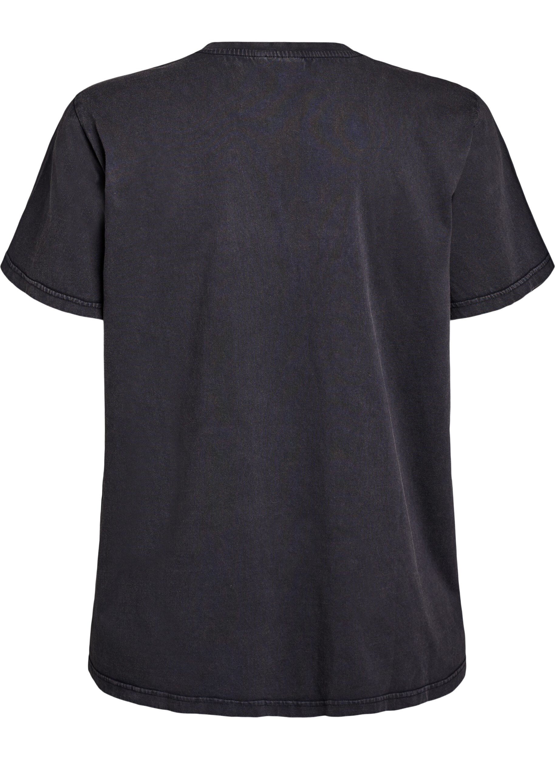 Zizzi T-skjorte i &oslash;kologisk bomull med strassteiner og sommerfuglmotiv, Gr&aring;, Packshot image number 1