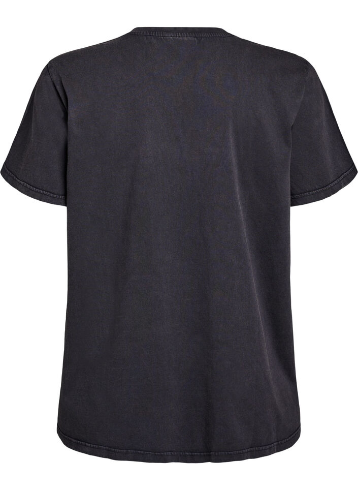 T-skjorte i økologisk bomull med strassteiner og sommerfuglmotiv, Grå, Packshot image number 1