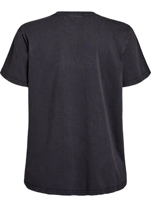 Zizzi T-skjorte i økologisk bomull med strassteiner og sommerfuglmotiv, Grå, Packshot image number 1